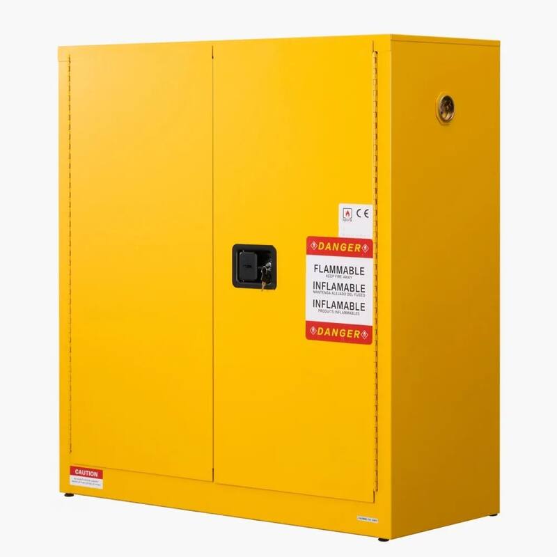 29 Gallon Heavy Duty Yellow Fireproof Cabinet for Flammable Liquids with Adjustable Shelves - 43” x 18.1” x 46.4”