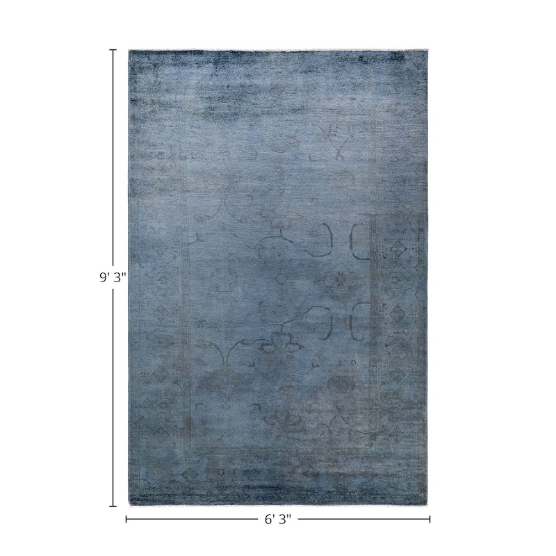 Overton Hand Knotted Wool Vintage Inspired Modern Contemporary Overdyed Gray Area Rug - 6' 3" x 9' 3"