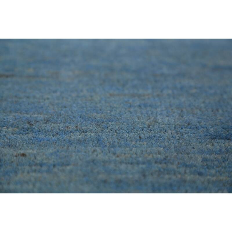 Light Blue Modern Gabbeh Oriental Area Rug Handmade Wool Carpet - 6'10" x 9'9"