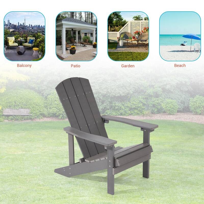 BONOSUKI Patio Adirondack Chair with Cupholder,Weather Resin-Set of 2