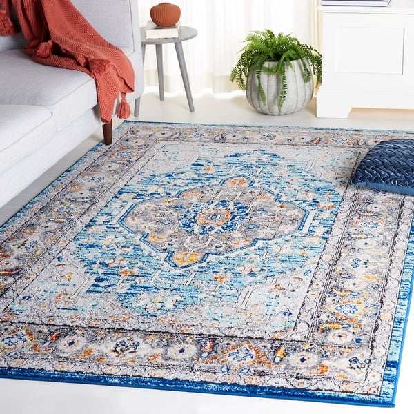 slide 2 of 11, SAFAVIEH Tulum Ingjerd Boho Rug 8' x 10' - Blue Grey/Rust - Rectangle