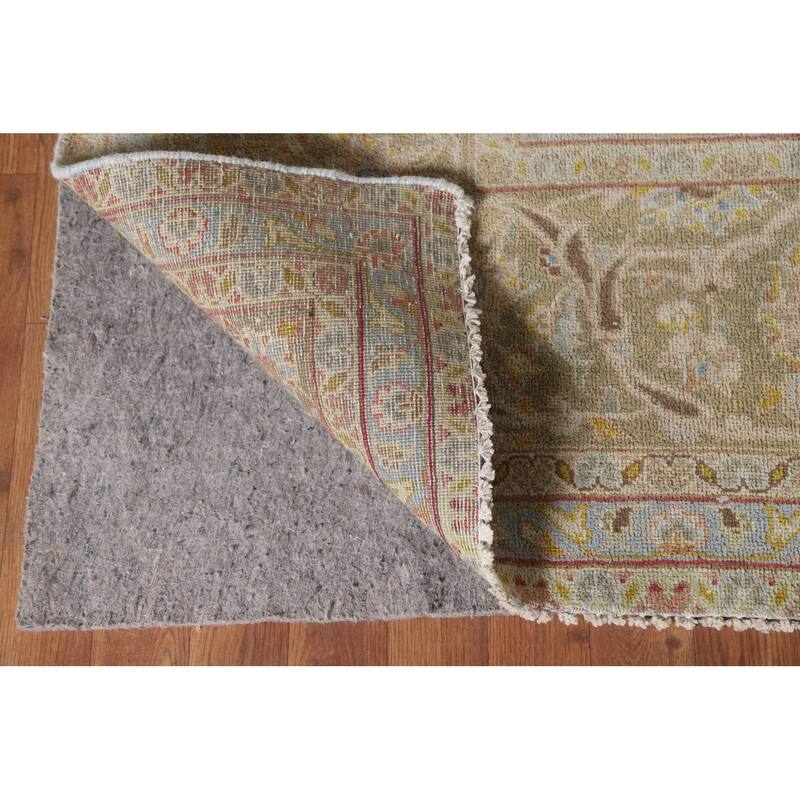 Hand Knotted Oriental 100% Wool Carpet Traditional Floral Pink Mashad Area Rug - 13' 0'' X 9' 6''