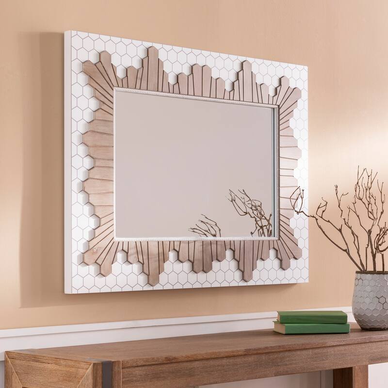 Mazie Modern Wood Mosaic Mirror - 40"H x 30"W x 1.8"D - 40"H x 30"W x 1.8"D - White