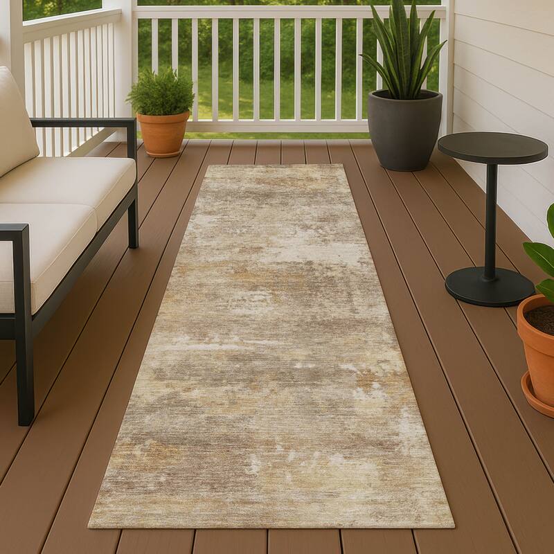 Machine Washable Indoor/ Outdoor Casual Ombre Chantille Rug - Khaki - 2'3" x 7'6"