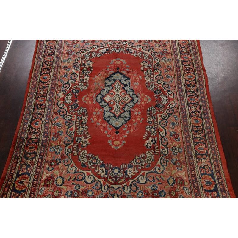 Antique Floral Traditional Mahal Persian Area Rug Handmade Wool Carpet - 7'10" x 11'1"