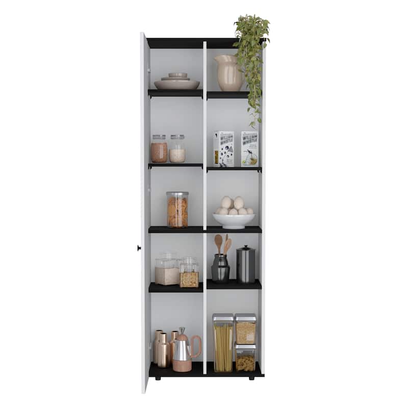 Kitchen Pantry Storage Cabinet With and Five Interior and Exterior Shelves