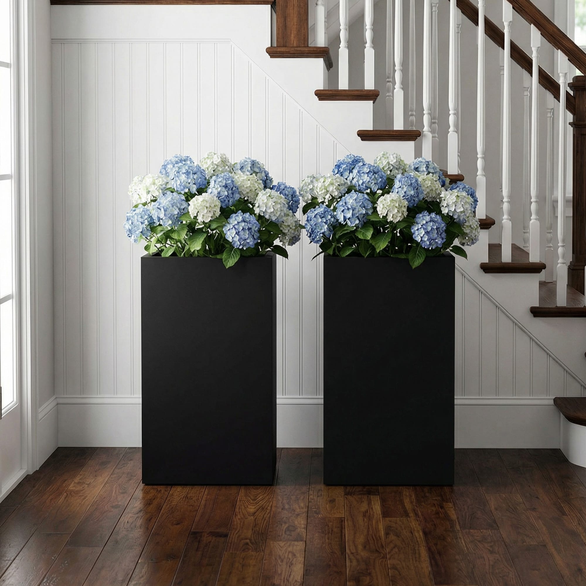 2Pcs Metal Planters for Outdoor Plants Square Planter Box with Drainage Holes & Planting Shelf - 36"x13"x13"