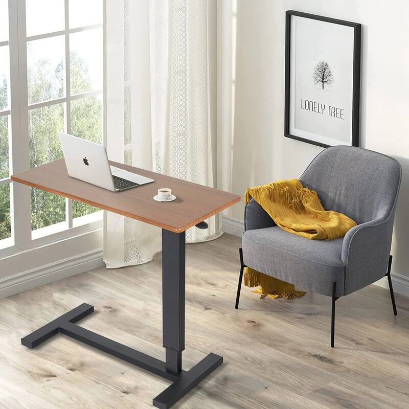 Adjustable C Shape Overbed Bedside Sofa End Table with Hidden Wheels