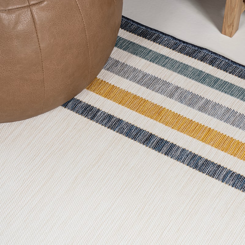 JONATHAN Y Reversible Calypso Classic Coastal Mitred Stripe Machine-Washable Indoor/Outdoor Area Rug