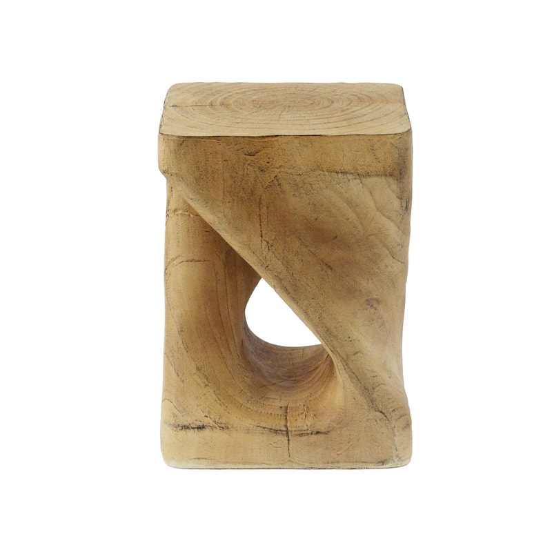 Spiral-Design Side Table Featuring Timber-Like Texture‌