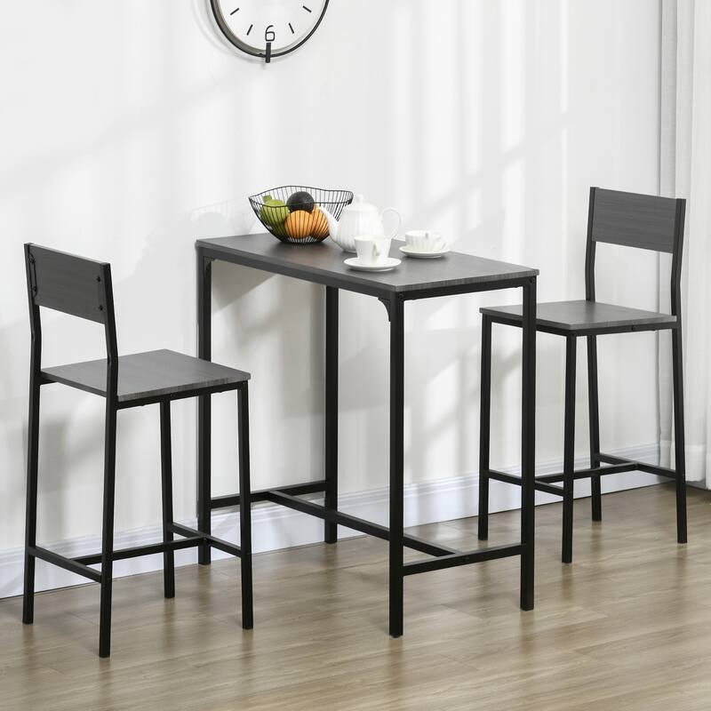 Modern 3-Piece Counter Height Bar Table and Chairs Set - Breakfast Nook Dining Set for Small Spaces and Kitchen