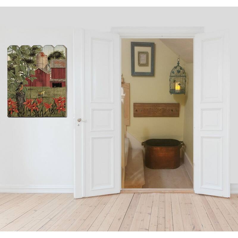 TrendyDecor4U Farmhouse "Summer Days" Printed Wall Art on a Wood Fence by Billy Jacobs - 16 x 20
