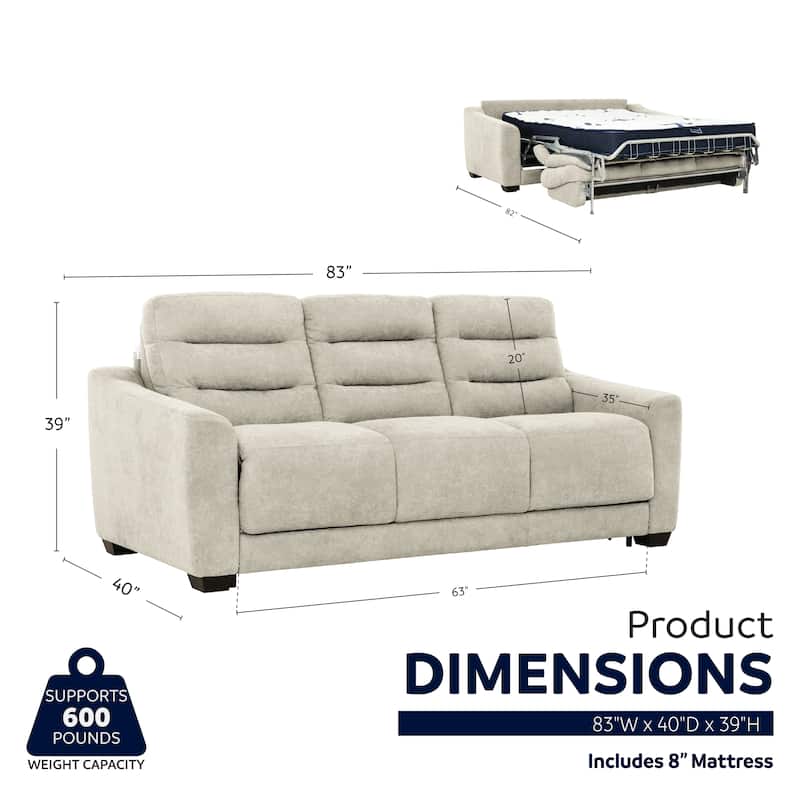 Stearns & Foster® Luca 83 in. Queen Pull Out Sofa Bed with 8 in. Hybrid Mattress