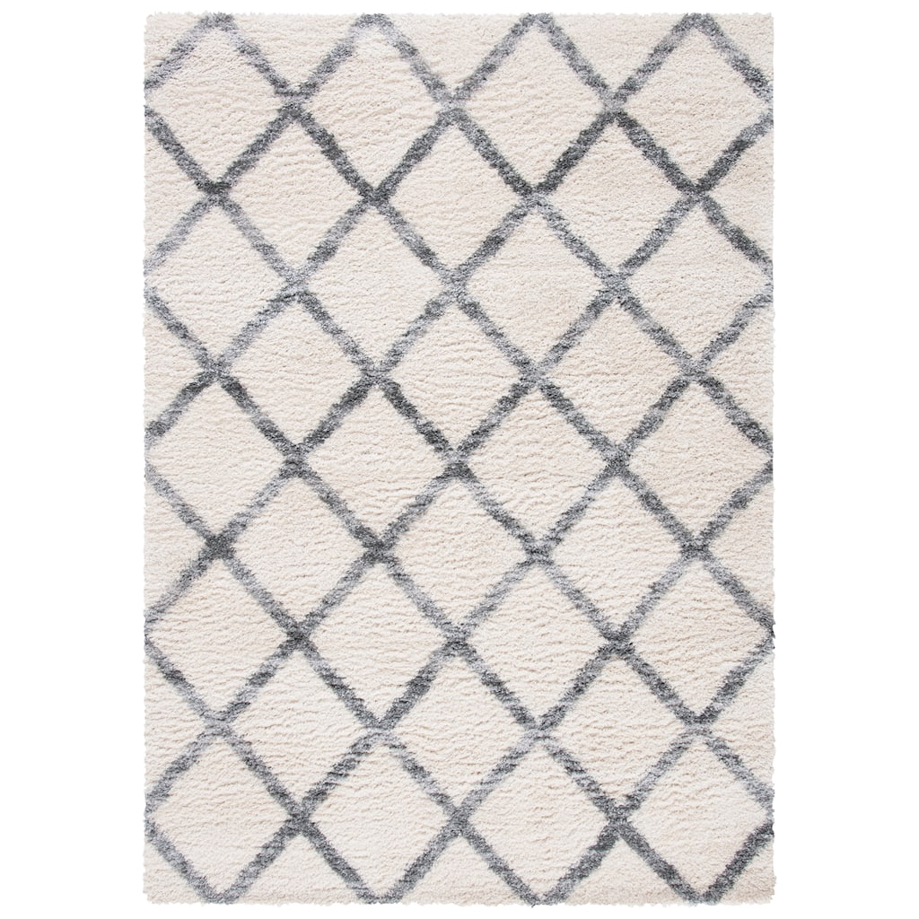 SAFAVIEH Berber Shag Mirsie Shag Rug - Ivory/Grey - 5' 1" x 7' 6"