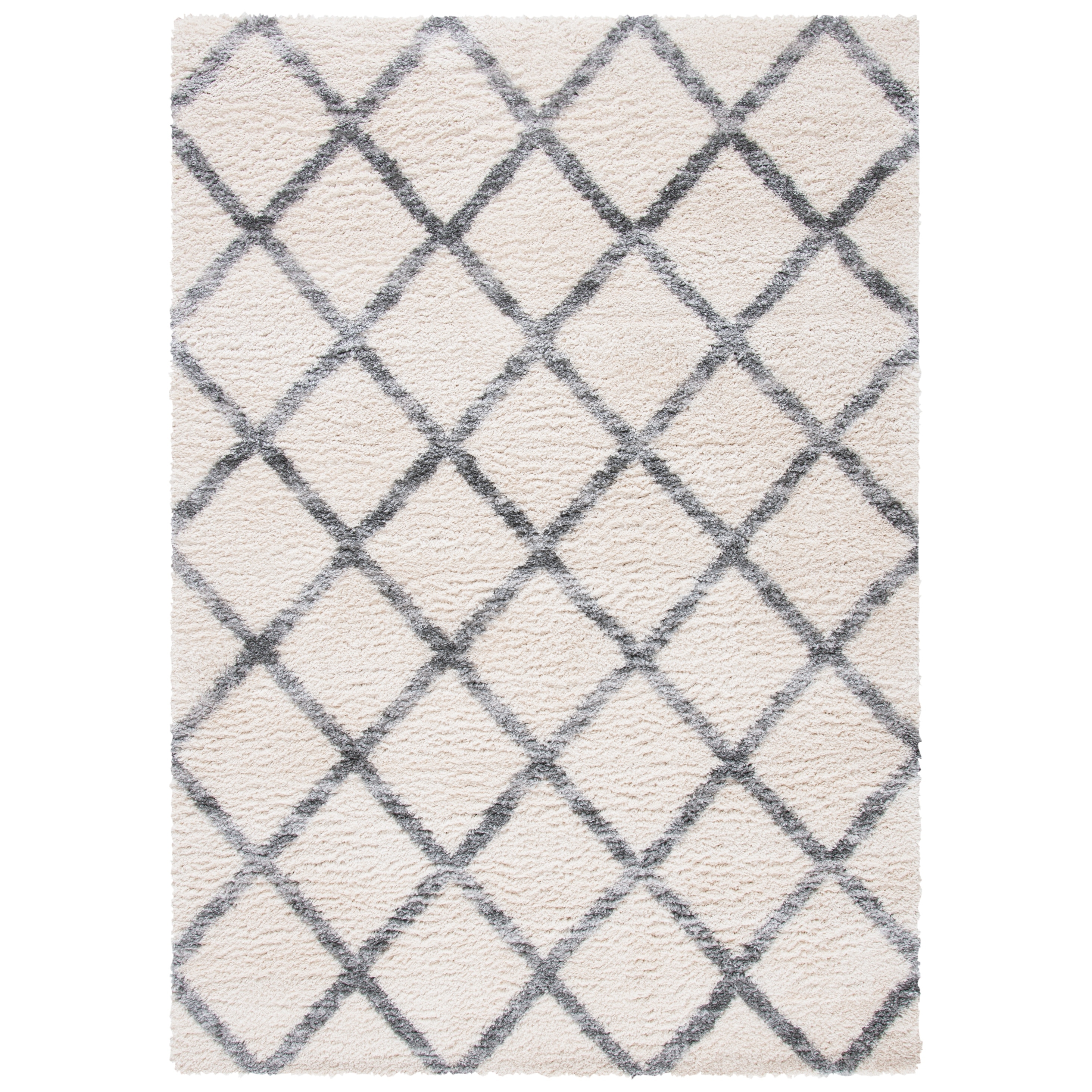 SAFAVIEH Berber Shag Mirsie Shag Rug - Ivory/Grey - 5'1" x 7'6"