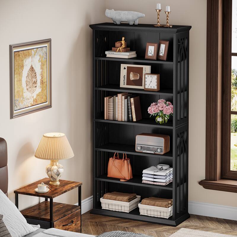 75-Inch Tall Bookshelf Bookcase, 6-tier Bookshelves Display Shelf for Living Room, Home Office, Bedroom