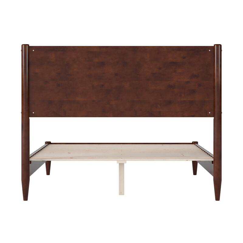 Solid Wood Low Profile Platform Bed - Walnut Finish, Modern Bedroom Furniture