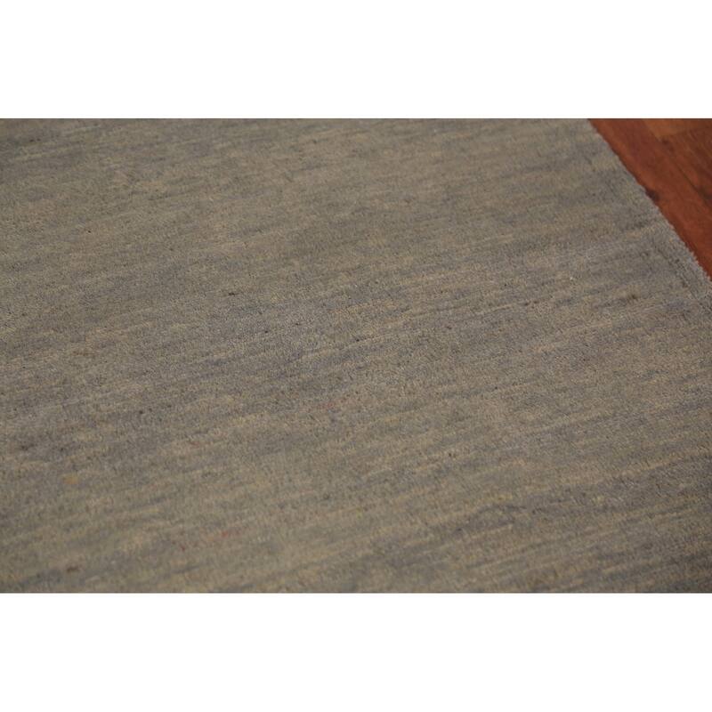 Modern Gabbeh Runner Rug Handmade Grey Wool Carpet - 2'8" x 9'6"
