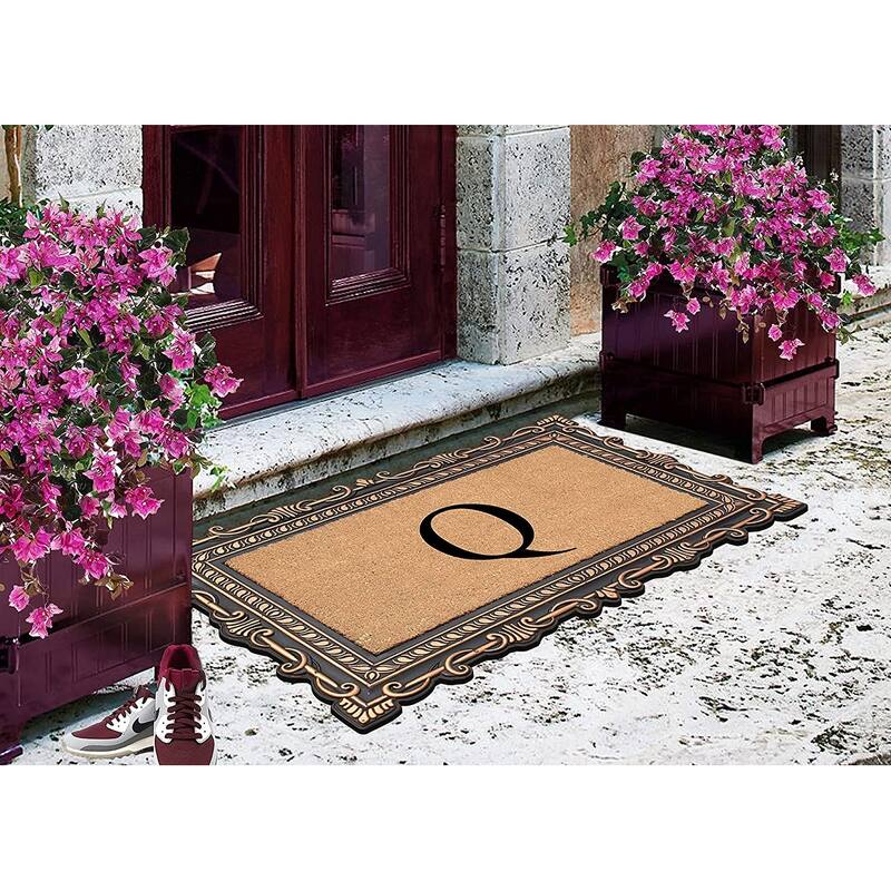 A1HC First Impression Carson Rubber and Coir 24" X 36", Heavy Duty, Easy to Clean Outdoor Monogrammed Doormat