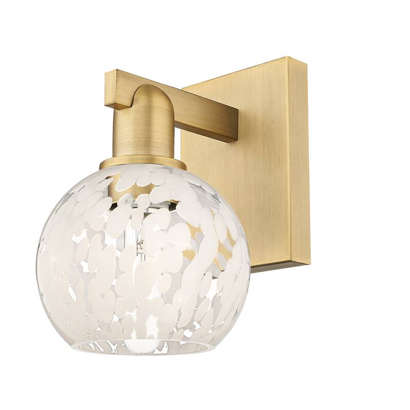 Innovations Lighting 716-1W-10-6 White Mouchette Sconce White - Brushed Brass / White Mouchette