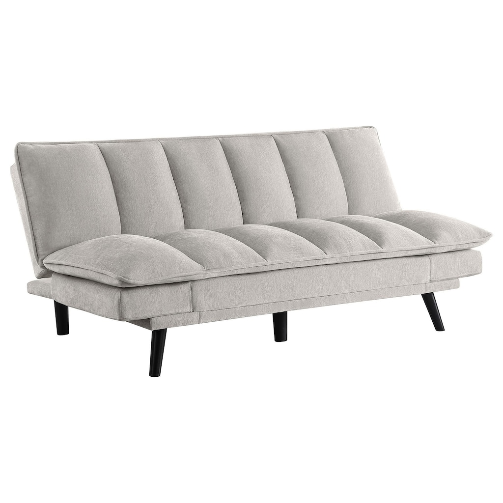 Loyla Convertible Sofa Bed, Tufted Light Gray Fabric, Black, 78 Inch