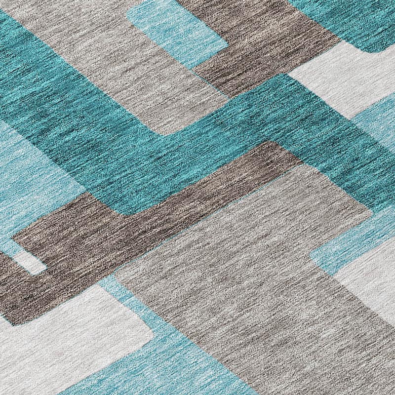 Machine Washable Indoor/ Outdoor Chantille Contemporary Blocks Rug