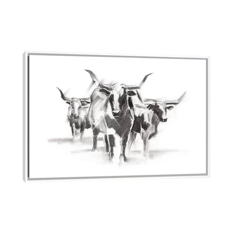 iCanvas "Contemporary Cattle I" by Ethan Harper Framed - White - 18x26