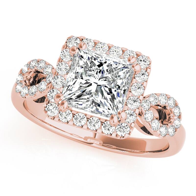 Auriya 14k Rose Gold Lab Grown Princess Diamond Halo Engagement Ring 0.50 to 5.00 ct. tw. (F-G VS) - 1.00 ct. center - 5
