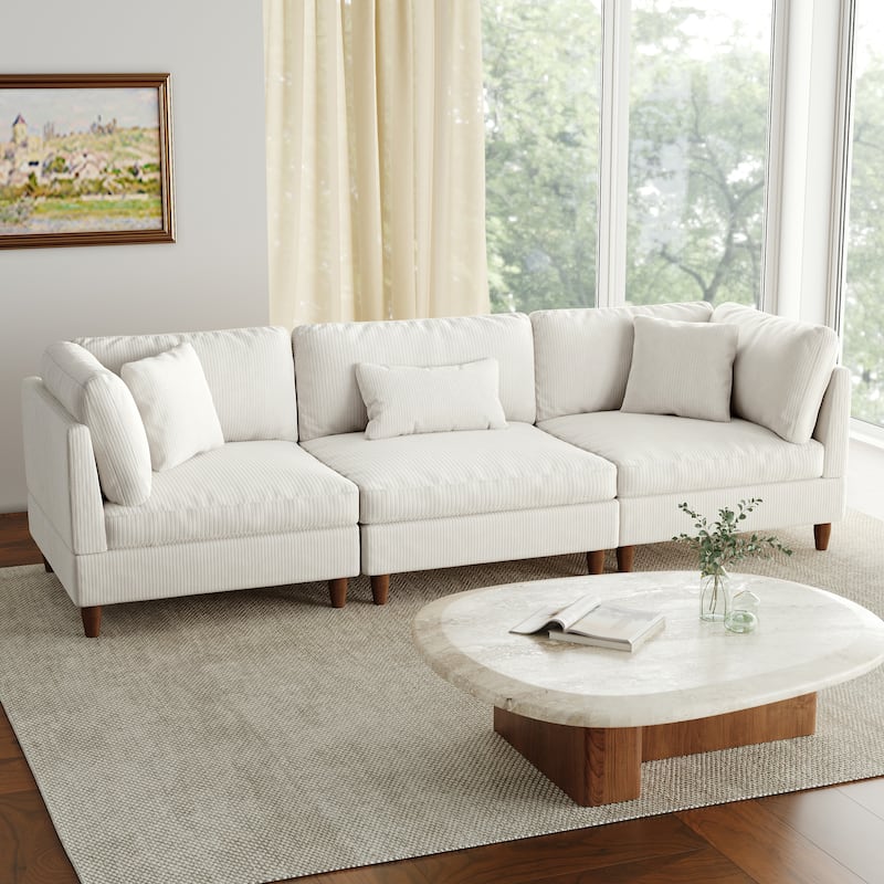 Jannae 112.12'' Upholstered Corduroy Sofa