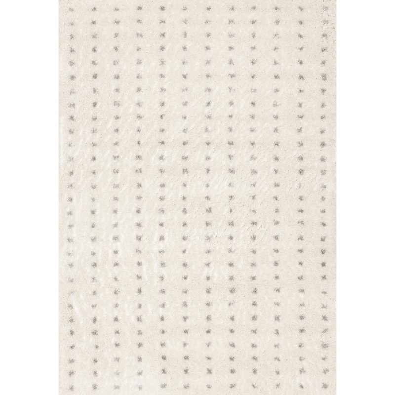 Taylor Collection - Cream Grey Soft Dots Indoor Shag Area Rug