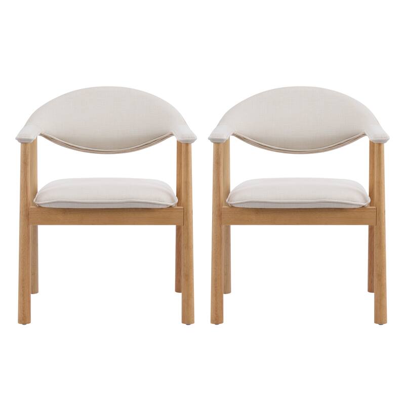 Christopher Knight Home - Modern Upholstered Rubber Wood Dining Chairs with Ergonomic Curved Back