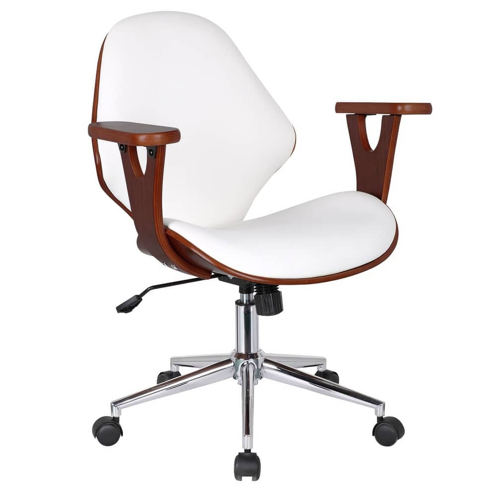 Lillian Faux Leather Mid-Century Office Chair with Chrome Base