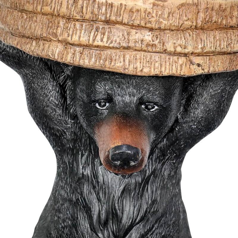 SunJet 20.8" Tall Black Bear Side Table Statue - 20.8'' H X 15.7'' W X 13.3'' D