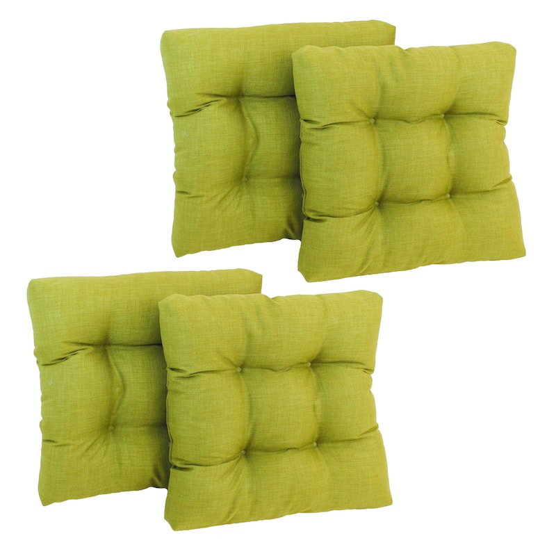 19-inch Square Tufted Indoor/Outdoor Chair Cushions (Set of 4) - 19" x 19" - Lime