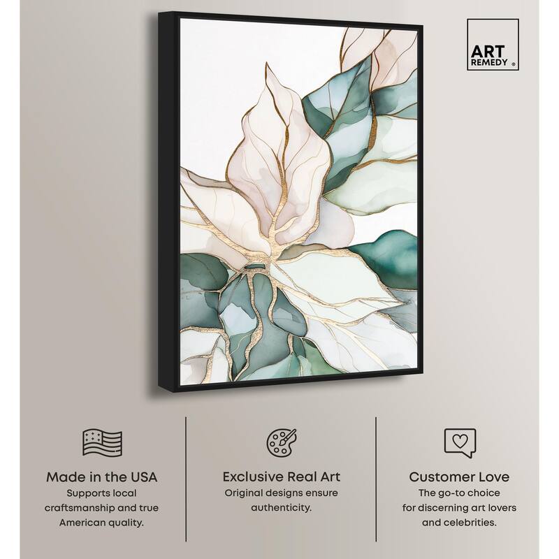 Pastel Leaves with Gold II Canvas by Art Remedy