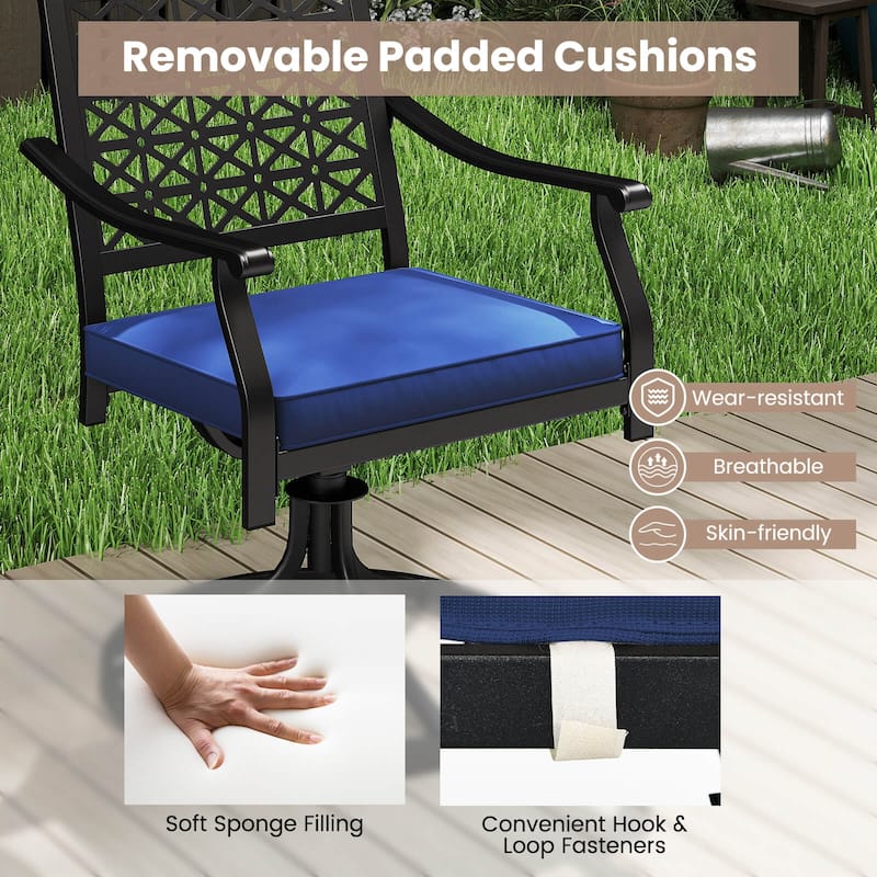 Costway 4 PCS Outdoor Swivel Chairs Patio Dining Chairs with Padded - See Details