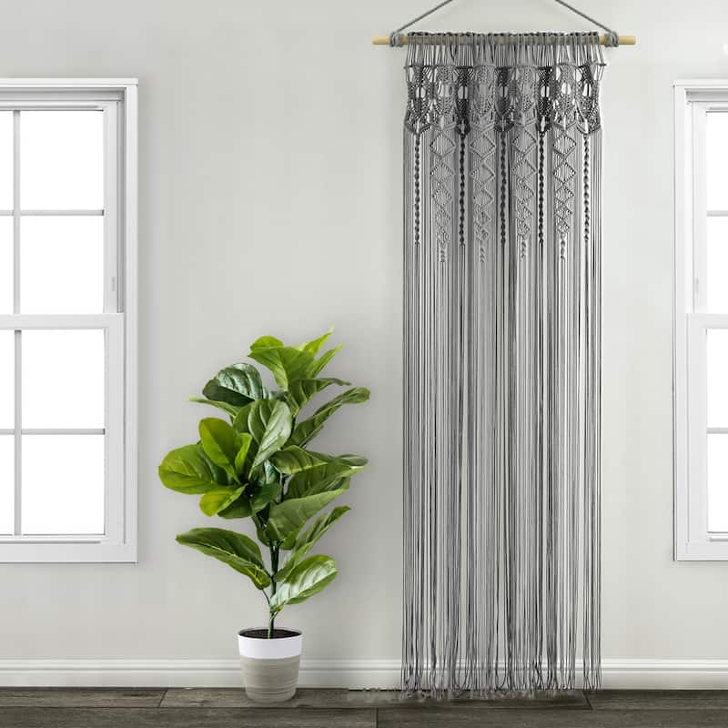 Lush Decor Boho Macrame Textured Cotton Window Curtain/Room Divider/Doorway/Wall Decor