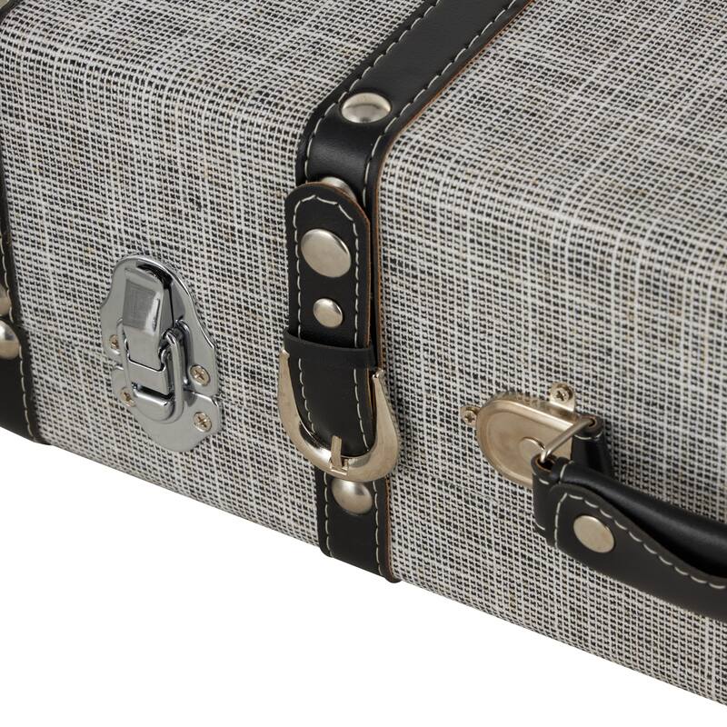 Fabric Woven Storage Decorative Trunk with Silver Latches and Buckles - Set of 2 Gray - Roche River Decor - 13"W x 21"L x 7"H