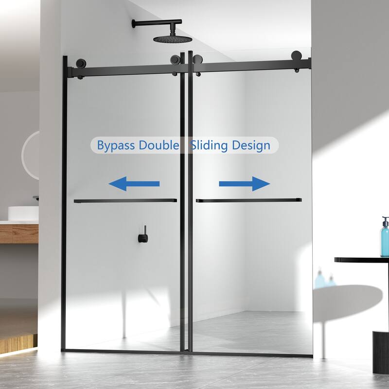 Topcraft 56-60"W x 70"H Frameless Double Sliding Shower Door