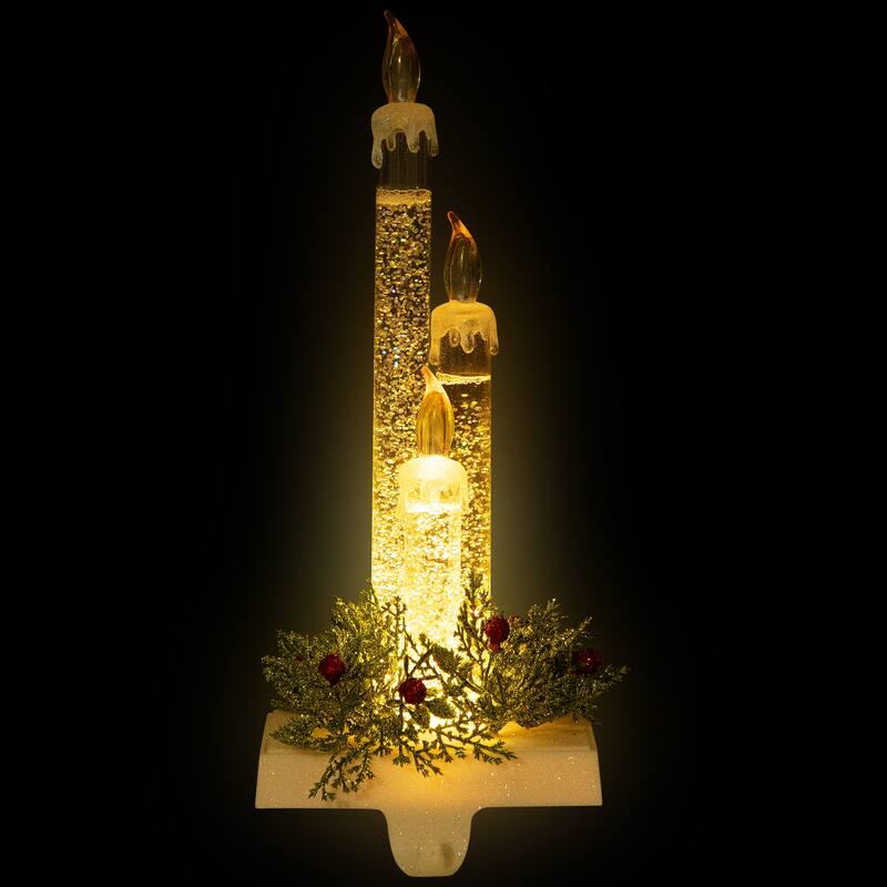 9" Battery Operated LED Lighted Candle Christmas Stocking Holder