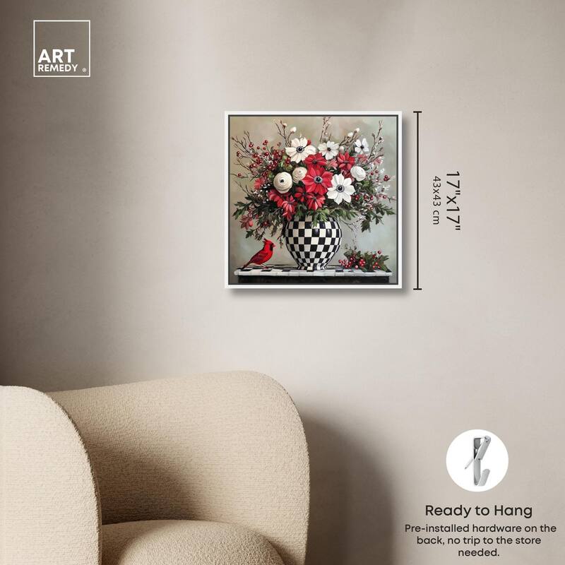 Checkerboard Vase Blooms I Canvas by Art Remedy