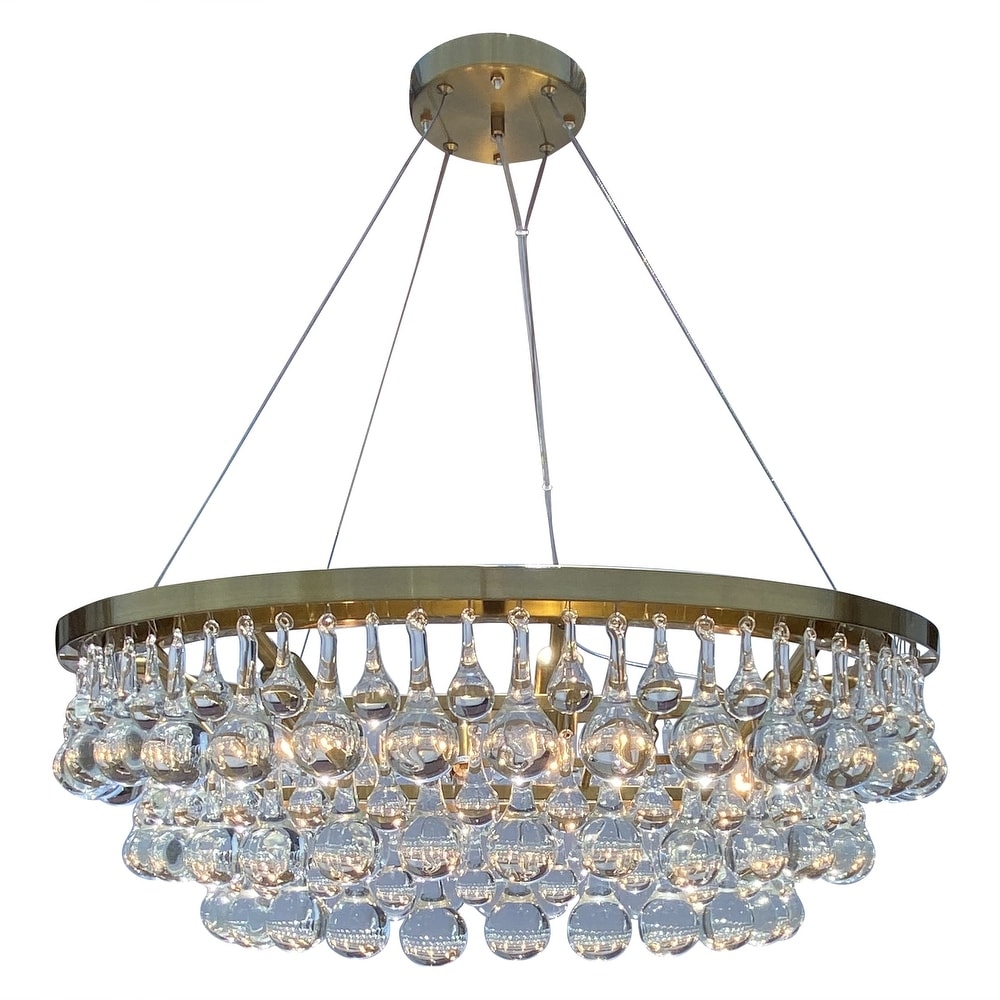 Lightupmyhome D'Angelo 12 Light Round Glass Crystal Chandelier, Clear Glass Lightupmyhome D'Angelo 12 Light Round Glass Crystal Chandelier, Clear Glass