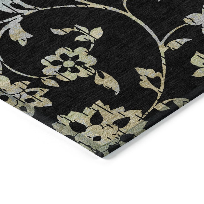 Machine Washable Indoor/ Outdoor Chantille Modern Floral Rug
