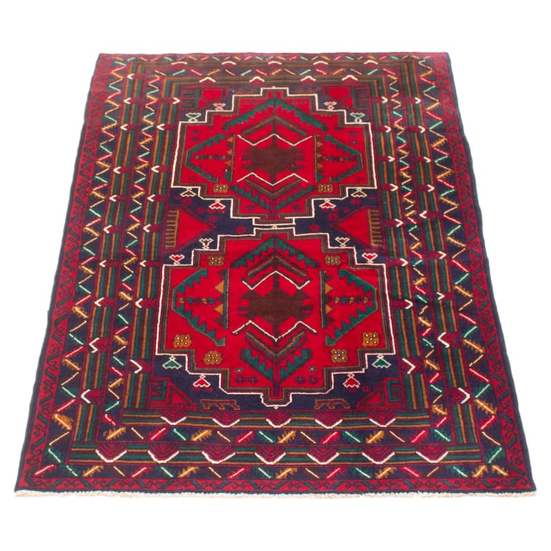 ECARPETGALLERY Hand-knotted Teimani Red Wool Rug - 3'10 x 6'7