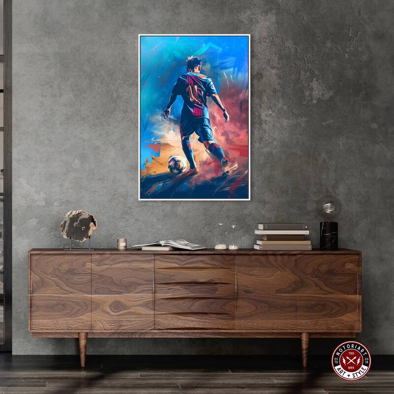 Notoriart Bold And Colorful Soccer Player Framed Soccer 1 Piece Canvas Wall Art