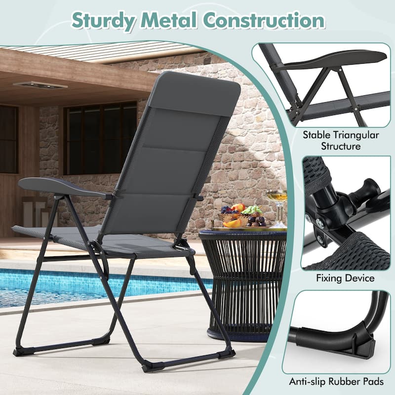 Gymax 2PCS Patio Folding Chairs Back Adjustable Reclining Padded