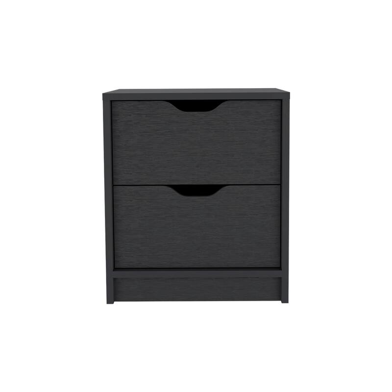 Two-Drawer Nightstand, Black Wengue Finish, Versatile Bedroom Furniture