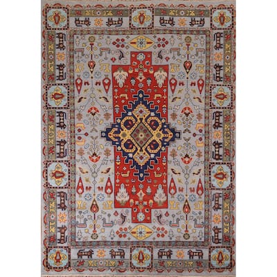 Tribal Geometric Heriz Serapi Indian Area Rug Hand-Knotted Wool Carpet - 8'11" x 11'8"