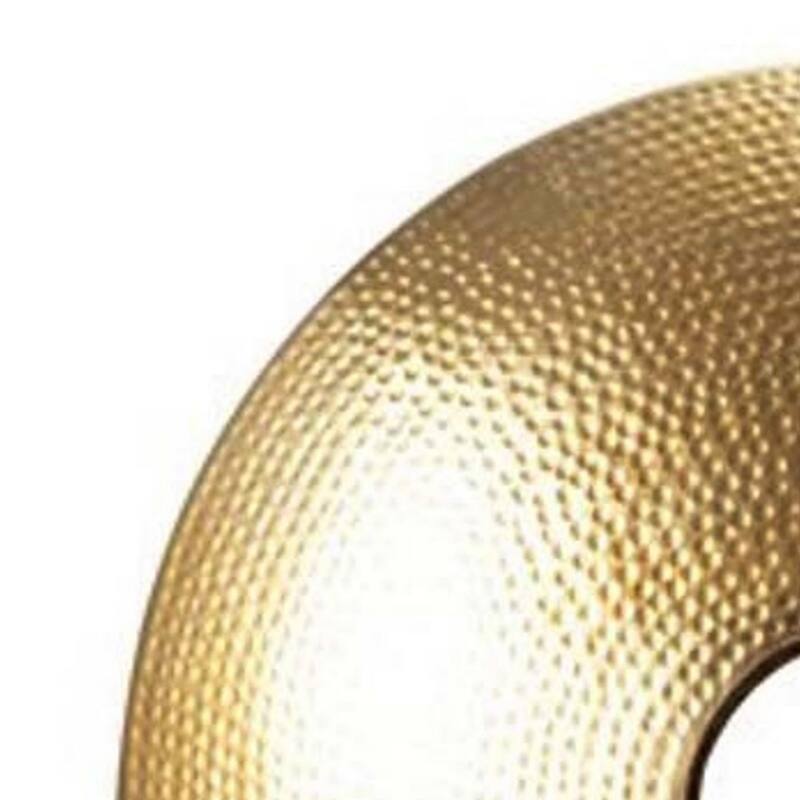 22 Inch Round Statuette, Tabletop Decor, Gold Disk, White Marble Base