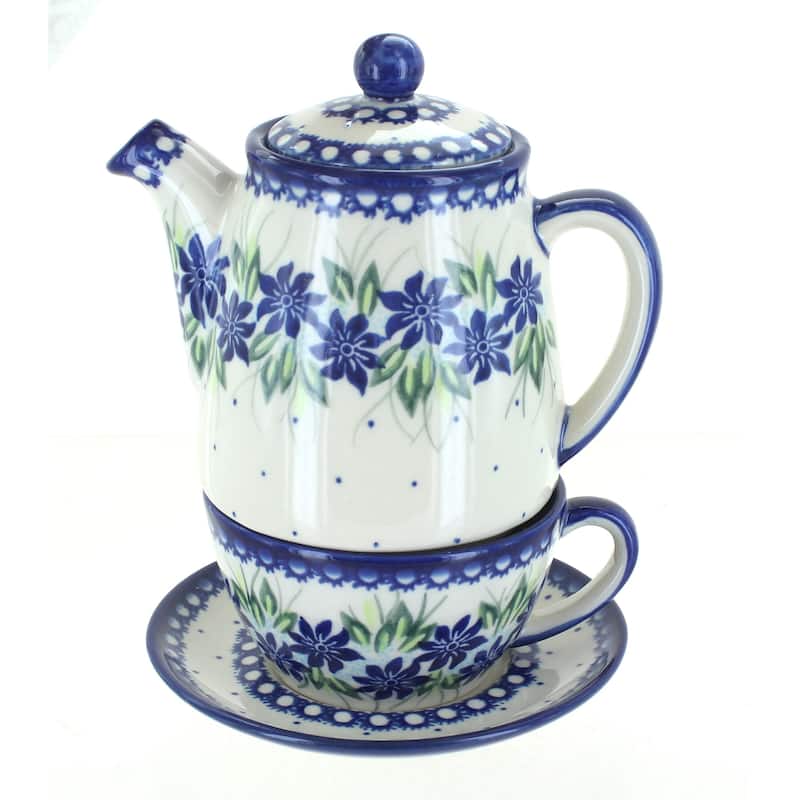 Blue Rose Polish Pottery 380 Vena Tea for One - Sierra